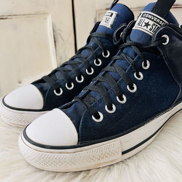 Converse Chuck Taylor All Star Navy Blue High Street Mid Top Sneakers M/8 W/10 - Picture 2 of 7